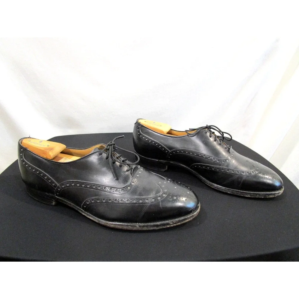 Johnston & Murphy Aristocraft Black Leather Wingtip Oxford Dress Shoes 10.5 E/C